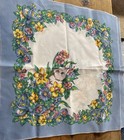 3 Vintage Easter Cloth Napkins Bunny Rabbit In Flowers 16 5    X 17    Crisp