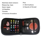 Mini Sewing Kit Compact Black Portable Scissors Needles Thread Measuring  Tape