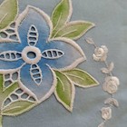 Vintage 3 Pc Queen Appliqu   Floral Top Flat Sheet And Pillow Shams Set Blue New