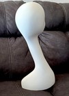 Rare Vintage Customized Mat White Fiberglass Mannequin Head With Long Neck 