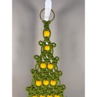 Vintage Macrame Christmas Tree Wall Hanging Green Yellow Beads Boho 31 