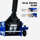 3t Heavy Duty Horizontal Double Pump Floor Jack   with Foot Pedal  and Steel Rac