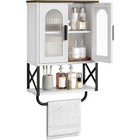 Wall Mounted Bathroom Cabinet Storage Organizer Medicine Shelf W  Hanging Rod Us