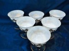 Czech Bohemia Crystal White Glass Ice Cream 11cm Decorated Gold And Enamel 6pc