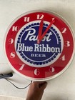 Vintage Rare Pabst Blue Ribbon Beer Clock Lighted Light Nos Pbr 17 Inch