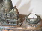 1920s-1930s Art Deco Paris France Souvenir Inkwell Antique Metal Ink Stand