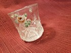 Vintage Eapg Clear Souvenir Of Niagara Falls Small Glass Mug  Hand Painted Rose