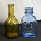 Old Wheaton Amber Potion Bottle 3  Height   Blue Medicine Bottle Bubble Glass