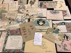 2980    huge Lot  30  Used Vtg Antique Holiday Birthday Greeting Cards 1930s Heavy