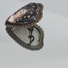 Vintage Heart Portrait Enamel Brooch Pin Brass Tone Woman Stars Victorian Style