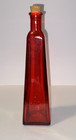 Vintage Red Glass Bottle Cork Lid Decorative Apothecary Bud Vase 7    Tall