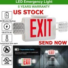 Red Led Exit Sign   Emergency Light Combo  Adjustable Arrows And Ni-cad Battery