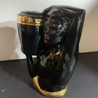 Vintage 1950s Blackamoor Black Gold Nubian Vase Figurine African Male Man Old