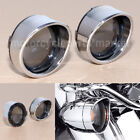 Smoked Turn Signal Lens Chrome Trim Ring Bezels Visor X2 For Harley Parts Usa
