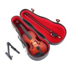 Mini Violin With Case Music Instrument Gift Wooden Mode Collection Small Tiny
