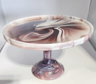 Stunning And Rare Antique Purple Slag Glass Cake Stand