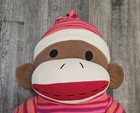 Sock Monkey  Jumbo 48    Dan Dee Collector Choice With Striped Shirt   Beanie Rare