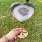 Amethyst Agate Heart On Stand Druzy Crystal Statement Piece   309 G