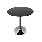 Modern 35 5 In  Smooth Black And Chrome Wood Pedestal Dining Table  Seats 3