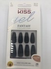  2 Count  Kiss Gel Fantasy Long Black Press On Nails Slate Matte  Fs10x