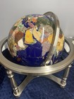 Gemstone World Globe Semi-precious Extra Large Vintage Brass Stand With Compass