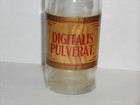 Vintage Pharmacy Apothecary Medicine Clear Glass Bottle label digitalis Pulverat