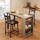 Dining Set Storage Shelves Table And 2 Height Chairs Bar Stools Kitchen Counter