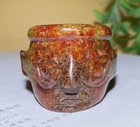 Certified 100  Hetian Jade Human Face Thumb Rings Ring                       