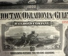 1902 Choctaw Oklahoma   Gulf Rr Bond 99 Coupons Native American Vignette Ak