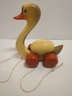 Vintage Swan Wooden Pull Toy Kouvalias Toys Greek With Egg Open Box No  520