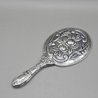 Vintage 1930s Art Deco 900 Silver Repouss   Hand Mirror Signed Redo Floral Design
