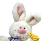 Seated 11  Russ Berrie White Bunny Rabbit With Yellow Bird Plush Stuffed Animal