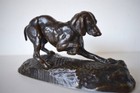 Rare French Bronze Sculpture Animal Dog Stopping By Antoine Louis Barye 19th C