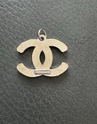       chanel Zipper Pull charm Iridescent Rhinestones W silver 25mm      