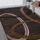  Modern Wavy Oval Design 6x9 Area Rug  Abstract Geometric Brown Rug For Living 