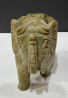 Vintage Hand Carved Elephant W  Inlaid Baby Elephant Soapstone Figurine Statue