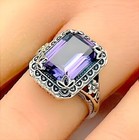 Antique Style Color Changing Simulated Alexandrite 925 Sterling Silver Ring  844
