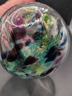 Vtg  Handblown Glass Witch Ball Large 17  Multi Color With Stand