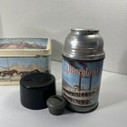 1957 Disneyland Castle Jungle Ride Walt Disney Park Aladdin Lunchbox Thermos