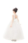 Floral Lace Heart Cutout Flower Girl Dress With Rhinestone First Communion Dress