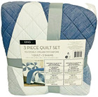 3 Piece Quilt Set King Size Reversible Origami Patchwork