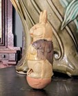 Antique Celluloid Roly-poly White Easter Rabbit Bunny Toy C1930 2 5 