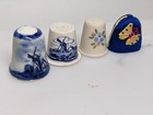 Lot Of 4 Porcelain  Ceramic  Thread Thimbles Assortment