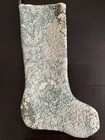 Handmade Quilted Christmas Stocking Blue Sage Green Toile French Country 20   