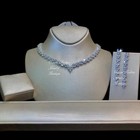18k Platinum Plated Tennis Necklace Earrings Set Made W Swarovski Crystal Stone
