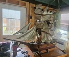 Wooden Ship Model Vintage Sail Boat Clipper Ship Nautical Decor  Very Large 