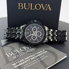 Men Bulova Octava Crystal Black Dial Chronograph 98c134 Quartz New Watch 41 5mm