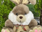 Very Rare Vintage Dan Dee Bunny Rabbit Plaid Bow 10  Plush Stuffed Animal Toy