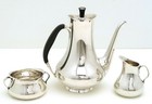 3 Pc Stylish Midcentury Modern Cohr Denmark Sterling Silver Coffee Tea Set