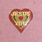 Vintage Jesus Loves You Rainbow Colored Heart Religious Christian Lapel Pin